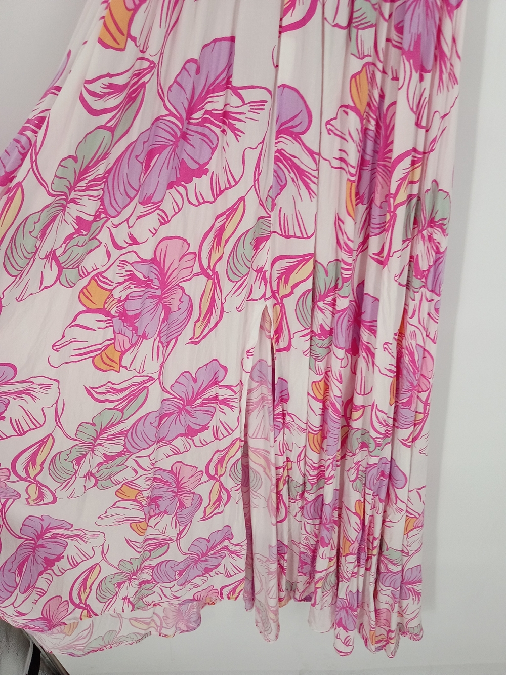 Abel The Label Sleeveless Pink Floral Halter Maxi Dress with Smocked Waistband - Picture 6 of 7